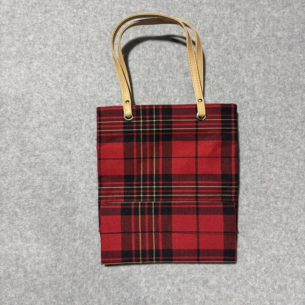 Vintage Y2K Red Tartan Plaid Tote Bag GUC 2044